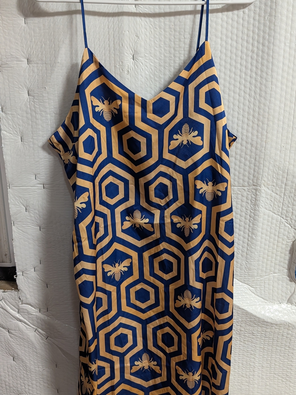 Averie Blue and Tan Honeycomb Slip Dress